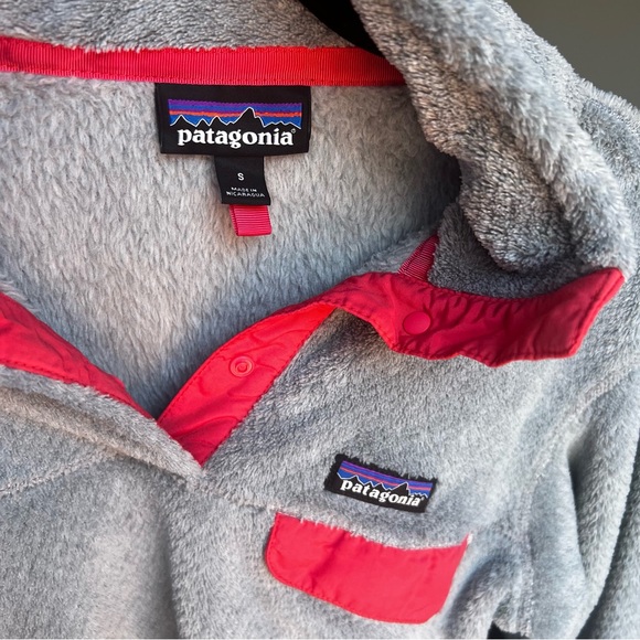 Patagonia Snap Fleece Grey/Hot Pink Sweater - Picture 2 of 4